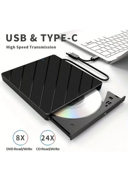 Harici CD DVD Okuma Yazma USB 3.0 Hub Çok Amaçlı External Drive Tf Sd Kart Okuyucu 8in1