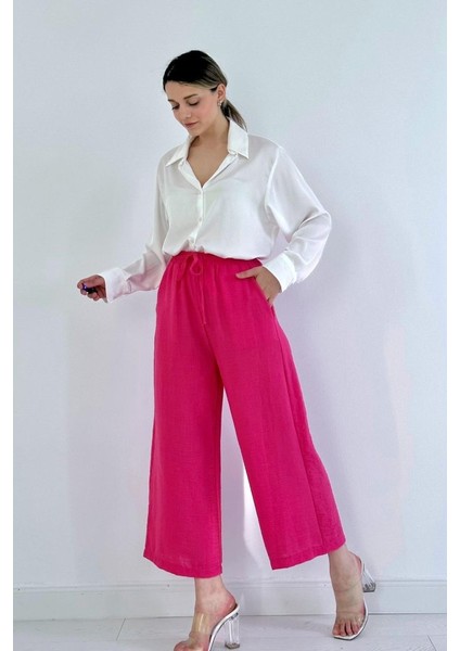 AYDOGANTICARET44 Fuşya Keten Pantolon