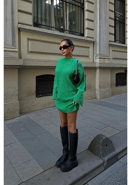 Melanie Örgü Desen Mini Elbise 2537-02