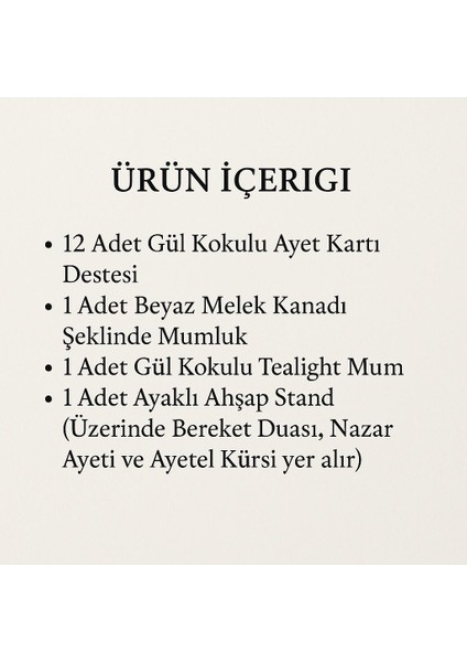 12'li Gül Kokulu Ayet Kartı Seti Manevi Hediye Kutusu Dua Kartları