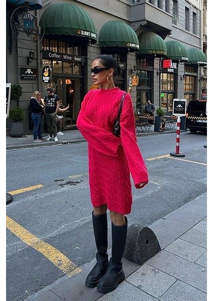 Melanie Örgü Desen Mini Elbise 2537-02 modelleri