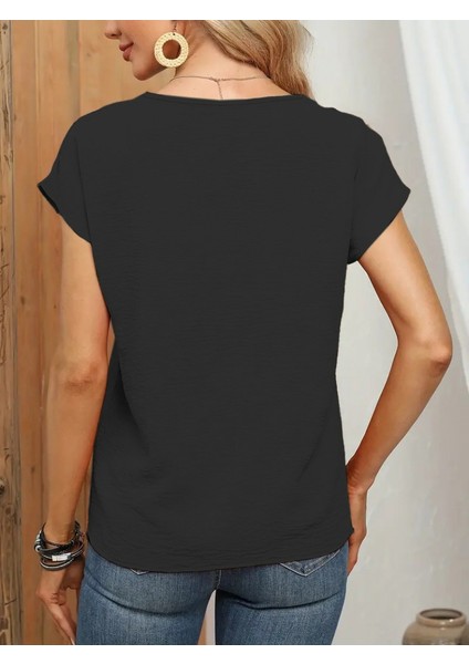 AYDOGANTICARET44 Kadın Kısa Kollu Önü Düğmeli V Yaka Aerobin Bluz modelleri