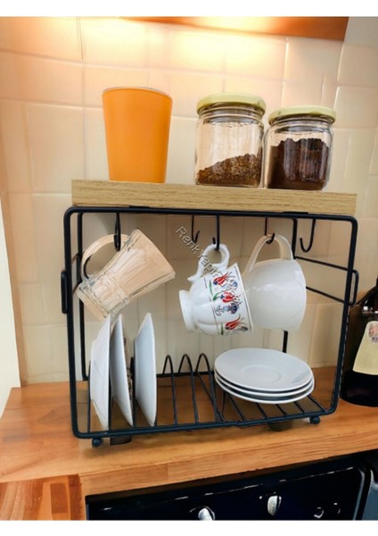 Siyah Kahve Köşesi Için Özel Fincanlık, Kupalık ve Tabak Bölmeli Düzen fırsatları