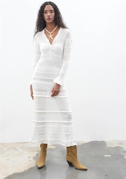 Mirca Maxi Fırfır Detaylı Örme Elbise 2798 modelleri