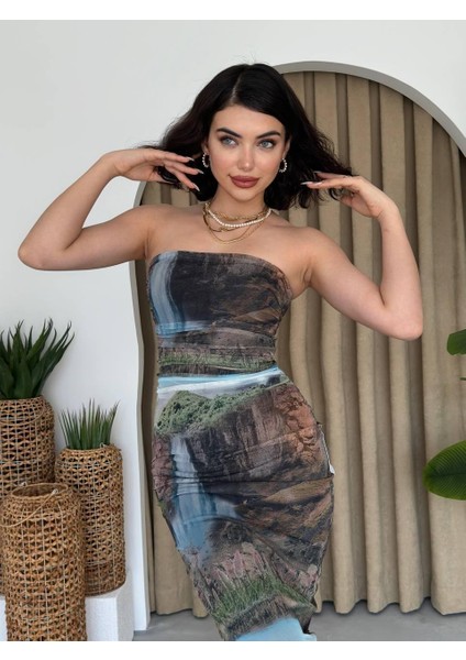 AYDOGANTICARET44 Mountain Straplez Tül Elbise fiyatları