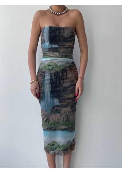 AYDOGANTICARET44 Mountain Straplez Tül Elbise