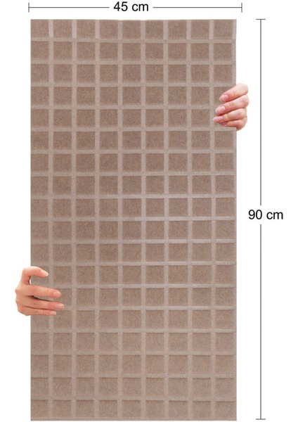 Kare Desenli Keçe Panel, Akustik ve Dekoratif, 45X90 Cm, 2'li, 0,81 M²