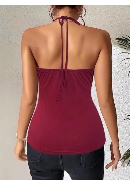 AYDOGANTICARET44 Kadın Askılı Kuş Gözü ve Dekolte Detay Boyundan Bağlamalı Viskon Bluz fiyatları