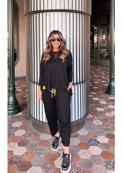 AYDOGANTICARET44 Kadın Iki Iplik Viskon Pamuk Kumaş Arma Detaylı Ikili Takım indirimleri