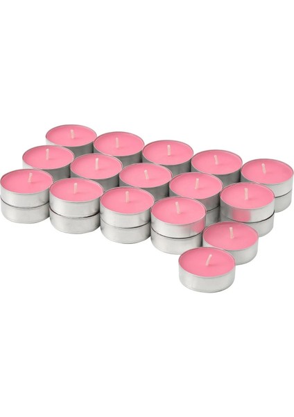 Blodbok Tealight Mum, Parlak Pembe, 3.5 Saat Çilek Kokulu 30'lu