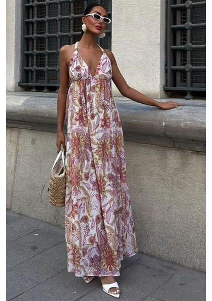 Amelia Sırt Dekolteli Şifon Elbise 2614 fiyatları