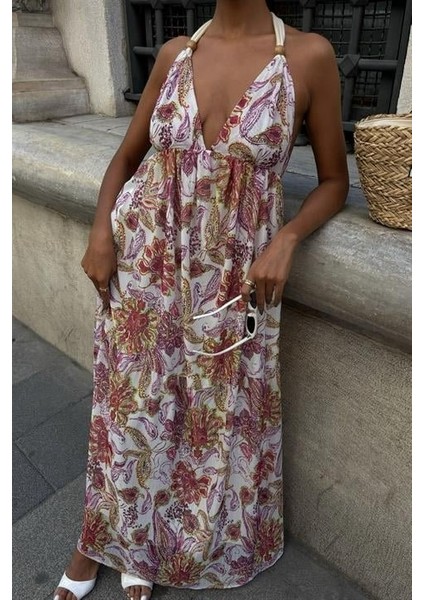 Amelia Sırt Dekolteli Şifon Elbise 2614