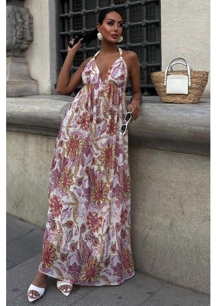 Amelia Sırt Dekolteli Şifon Elbise 2614