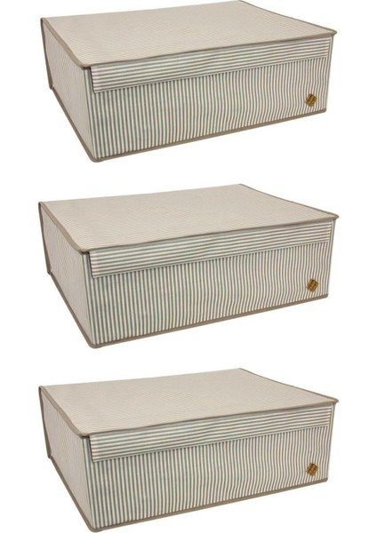 3'lü Kapaklı Baza Içi Düzenleyici Organizer 50X40X19 cm Kahverengi