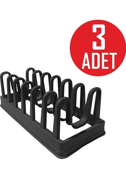 3 Adet Gri Siyah Tencere Kapağı Organizer 6 Bölmeli Tencere Kapak Dolap Içi Düzenleyici Kapak