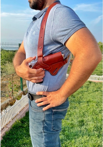 1911 Deri Silah Kılıfı - Omuz + Bel Çekim - Sağ El - Colt , Kimber, Ruger - Vaketa Deri Özel El Yapımı modelleri