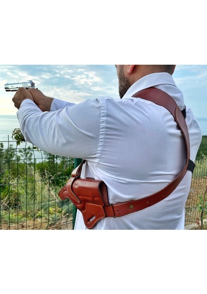 1911 Deri Silah Kılıfı - Omuz + Bel Çekim - Sağ El - Colt , Kimber, Ruger - Vaketa Deri Özel El Yapımı