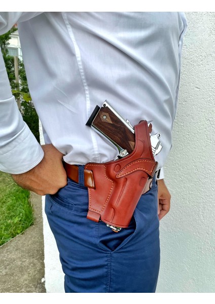 1911 Deri Silah Kılıfı - Omuz + Bel Çekim - Sağ El - Colt , Kimber, Ruger - Vaketa Deri Özel El Yapımı