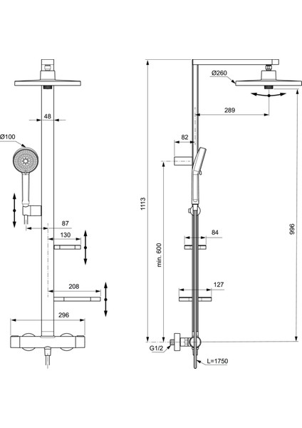 Ceratherm Alu+ Termostatik Duş Sistemi fiyatları