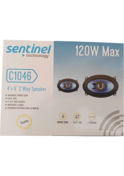 Oto Hoparlör Renault-9 120W 4\"x6\" 2 Way Speaker Model : C 1046