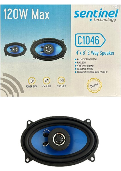 Oto Hoparlör Renault-9 120W 4\"x6\" 2 Way Speaker Model : C 1046