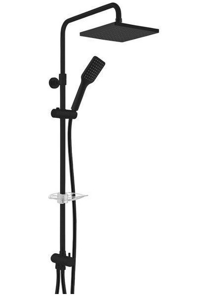 Tiera Teleskobik Kolonlu Banyo Tepe Duş Sistemi Kare Takım Mat Siyah 102158042C1