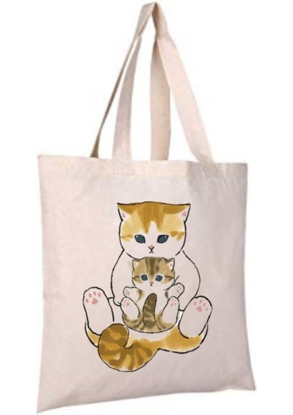 Anne ve Yavrusu Kedi Anne Hediye Tote Bag Bez Çanta fiyatları