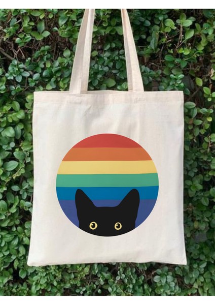 Cat In Rainbow Gökkuşağındaki Kedi Tote Bag Bez Çanta fırsatları