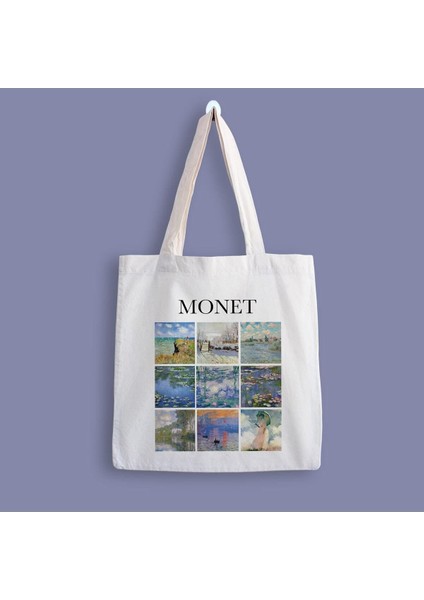 Monet Collage Art Baskılı Bez Çanta