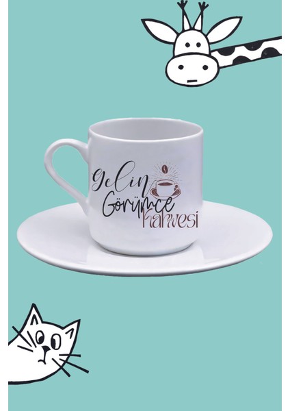 Gelin Görümce Kahvesi Baskılı Türk Kahvesi Fincanı
