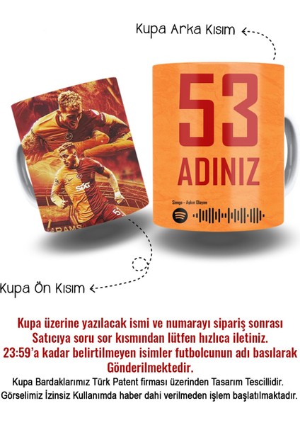 Barış Alper Yılmaz Baskılı Kişiye Özel Isim ve Numaraları Porselen Kupa Bardak Mug