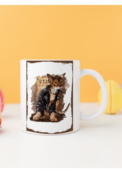 Kedi Retro Baskılı Kupa Bardak