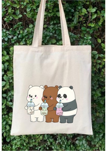 We Bare Bears, Kafadar Ayılar 3 Yakın Dost Tote Bag Bez Çanta