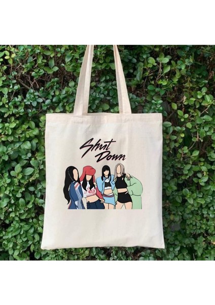 Black Pink Shut Down Blackpink Tote Bag Bez Çanta