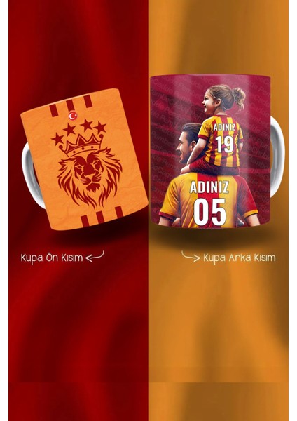 Galatasaray Kişiye Özel Baba-Kız / Anne-Kız Figürlü Isim ve Numaralı Kahve Kupası fiyatları