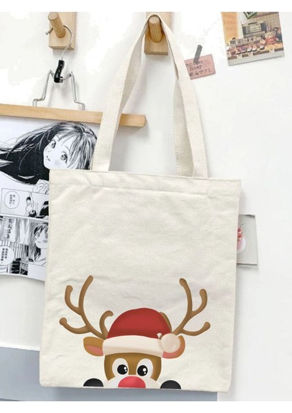 Yılbaşı Çanta Christmas Yeniyıl Geyik Hediye Çanta Tote Bag Bez Çanta, Hediye Kutusu modelleri
