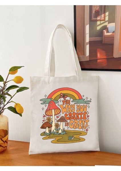 Mushroom Mantar Tasarım Tote Bag Bez Çanta