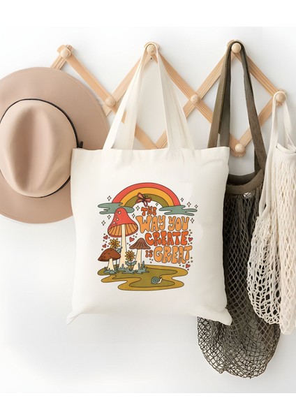 Mushroom Mantar Tasarım Tote Bag Bez Çanta modelleri
