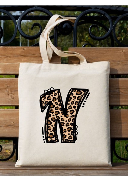 Leopar N Harf Desenli, Y2 Pinterest Retro Bez Çanta Tote Bag, Hediye Çanta fiyatları