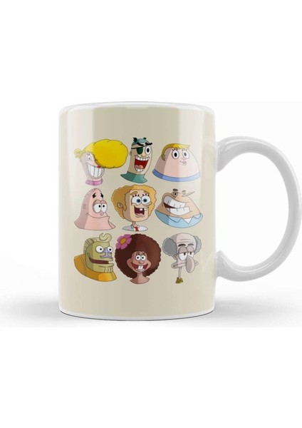 Cartoon Kids Human Spongebob Characters Süngerbob 01 Kupa Bardak Porselen