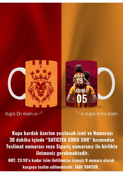 Galatasaray Baba Kız - Anne Kız Yeni Figür Çocuk Kişiye Özel Ad ve Numaralı Kupa Kahve Bardak