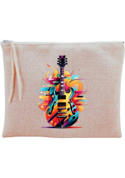 Gitar Baskılı Makyaj Çantası
