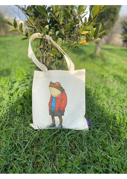 Ham Bez Krem Hayvan Desenli Günlük Çanta - 30X30 cm fiyatları