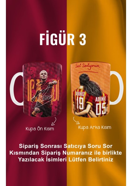 Sarı Kırmızı Erkek Kız Sevgililere Özel Aslan Figürü Forma Adı ve Numaralı Kupa Kahve Bardak modelleri