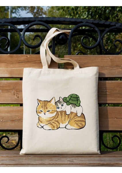 Kediler ve Kaplumbağa Tote Bag Bez Çanta fiyatları
