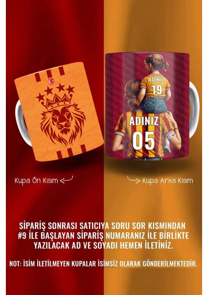 Galatasaray Kişiye Özel Figürlü Baba-Kız / Anne-Kız Kahve Bardağı – Isimli ve Numaralı