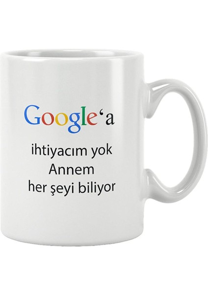 Anneler Günü Hediye Google'a Ihtiyacım Yok Annem Her Şeyi Biliyor Baskılı Kupa Bardak