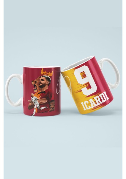 Uçan Adam Sarı Kırmızı Aslan Tasarımlı Baskılı Kupa Bardak