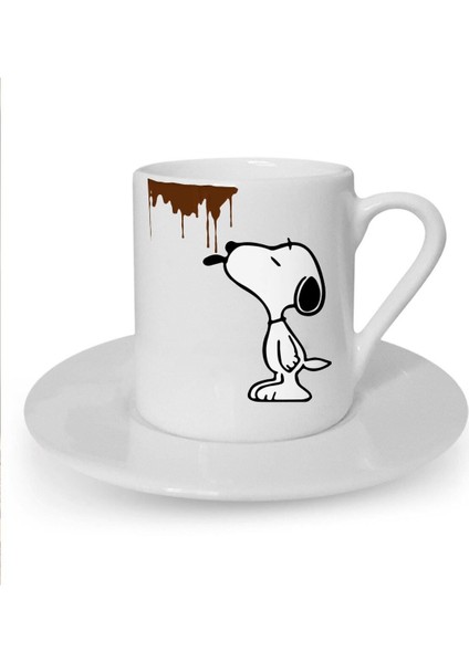 Snoopy Dogg Baskılı Beyaz Türk Kahvesi Fincanı