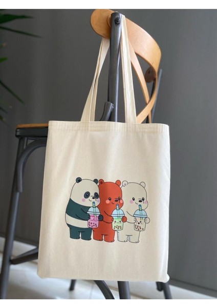 Kafadar Ayıcıklar Baskılı Bez Çanta